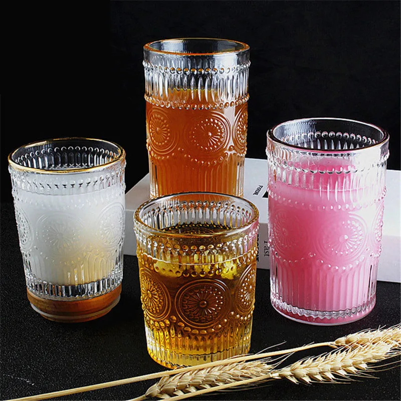 Retro Water Glass Drinking Glasses with Gold Rim Creative Embossed Transparent Cold drink Glass Milk Beverage Glass Wine Glass
Retro Water Glass Drinking Glasses with Gold Rim Creative Embossed Transparent Cold drink Glass Milk Beverage Glass Wine Glass