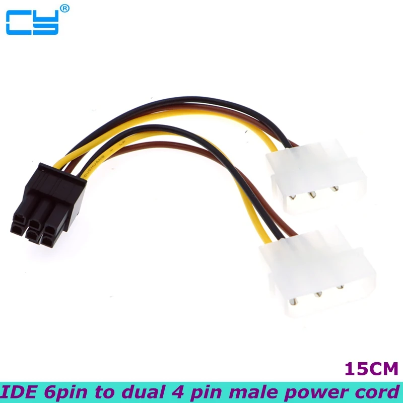 0.15m 6 inch 2 x Molex 4 pin to 6-Pin PCI Express Video Card Pci-e ATX PSU Power Converter Cable - Molex to Pcie 6 pin Adapter
0.15m 6 inch 2 x Molex 4 pin to 6-Pin PCI Express Video Card Pci-e ATX PSU Power Converter Cable - Molex to Pcie 6 pin Adapter
