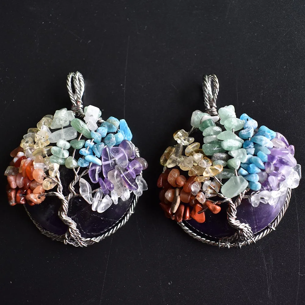 Natural stone Amethysts round Life Tree Pendant rose gold color silk pericrystal bead charms Pendants For jewelry making 2pcs
Natural stone Amethysts round Life Tree Pendant rose gold color silk pericrystal bead charms Pendants For jewelry making 2pcs
