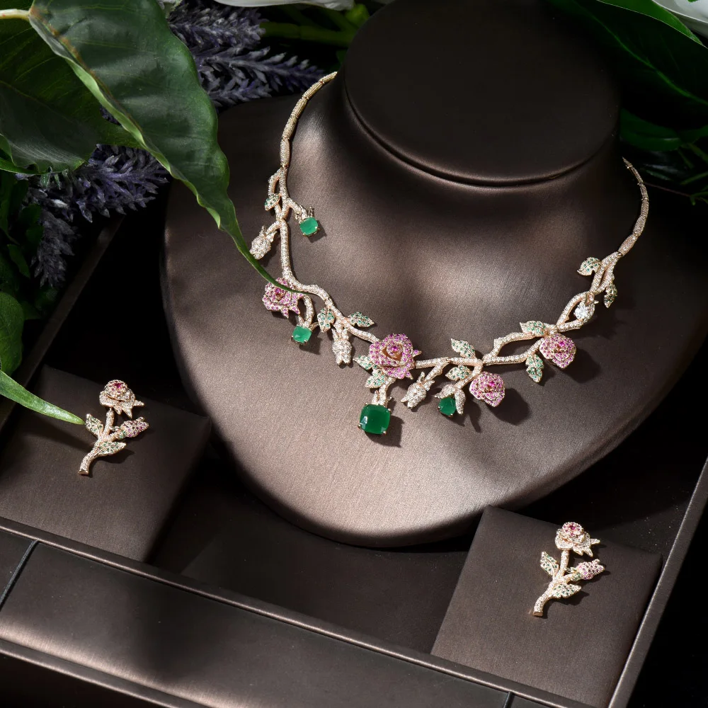HIBRIDE Gold Color Rose Flower Bridal Necklace Jewelry Sets Luxury CZ Jewelry for Women Wedding Accessories bijoux femme N-1227
HIBRIDE Gold Color Rose Flower Bridal Necklace Jewelry Sets Luxury CZ Jewelry for Women Wedding Accessories bijoux femme N-1227