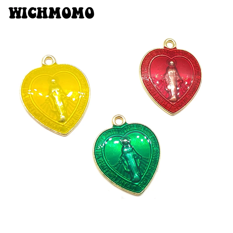 New 6pcs 24*19MM Zinc Alloy Candy Colors Drop Oil Heart Religious Figure Charms Pendant DIY Jewelry Necklace Earring Accessories
New 6pcs 24*19MM Zinc Alloy Candy Colors Drop Oil Heart Religious Figure Charms Pendant DIY Jewelry Necklace Earring Accessories
