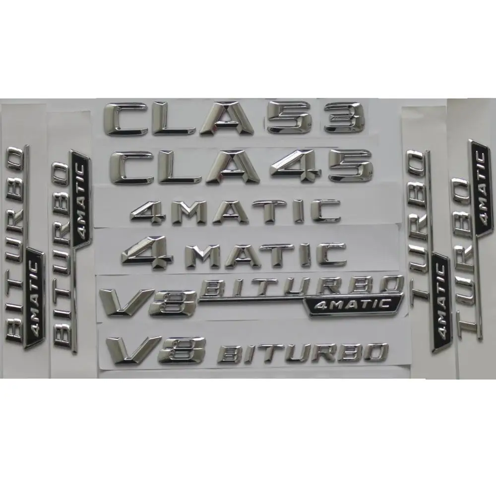 3D Chrome Trunk Fender Letters Emblems Badges For Mercedes Benz W117 X117 CLA35 CLA45 CLA53 AMG V8 BITURBO TURBO 4MATIC
3D Chrome Trunk Fender Letters Emblems Badges For Mercedes Benz W117 X117 CLA35 CLA45 CLA53 AMG V8 BITURBO TURBO 4MATIC