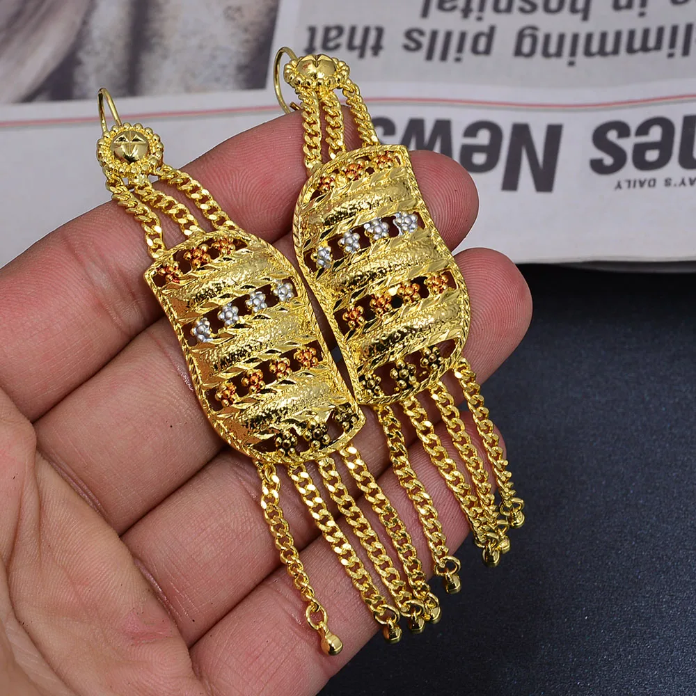 24K Gold Earring Ethiopian Gold Color Earrings For Women Factory Price African Middle East Dubai Jewelry New Year's Gift
24K Gold Earring Ethiopian Gold Color Earrings For Women Factory Price African Middle East Dubai Jewelry New Year's Gift