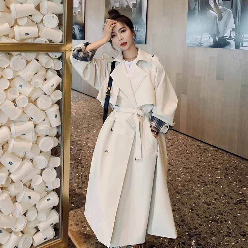 Brand Pop Loose Oversize Double-Breasted Long Trench Coat for Women Duster Coat Windbreaker Lady Outerwear Spring Autumn Clothes
Brand Pop Loose Oversize Double-Breasted Long Trench Coat for Women Duster Coat Windbreaker Lady Outerwear Spring Autumn Clothes