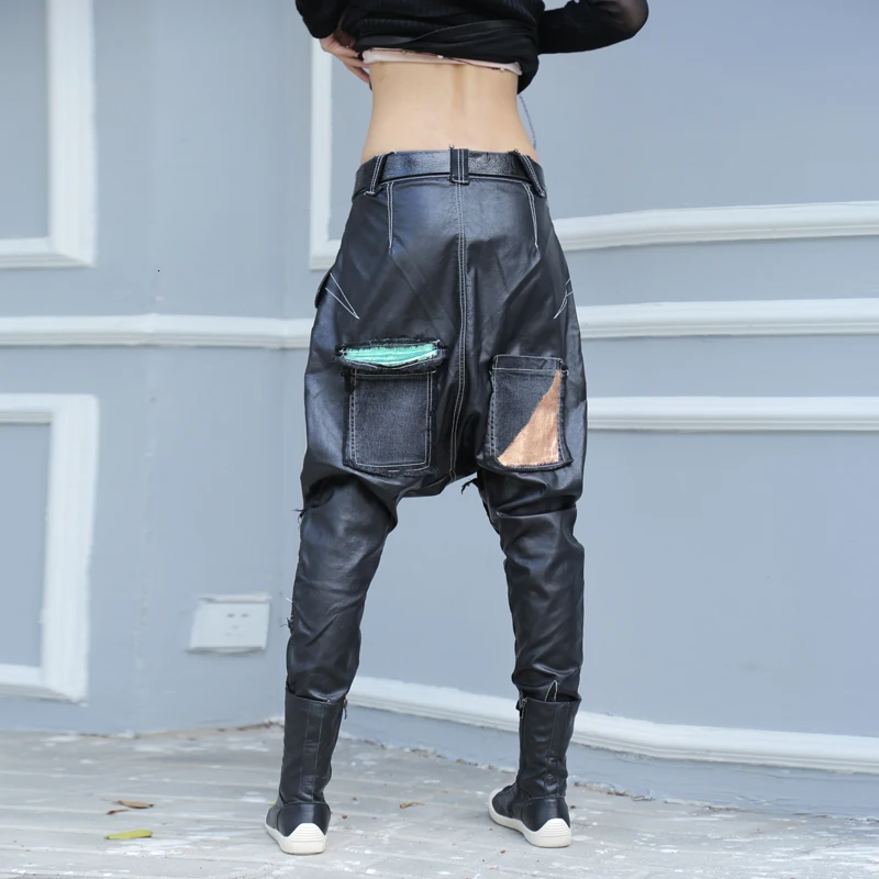 Pu Faux Leather Crotch Patchwork Zipper Low Waist Women's Trousers Stage Dj Clothing Hip Hop Punk Women Cross Pant
Pu Faux Leather Crotch Patchwork Zipper Low Waist Women's Trousers Stage Dj Clothing Hip Hop Punk Women Cross Pant