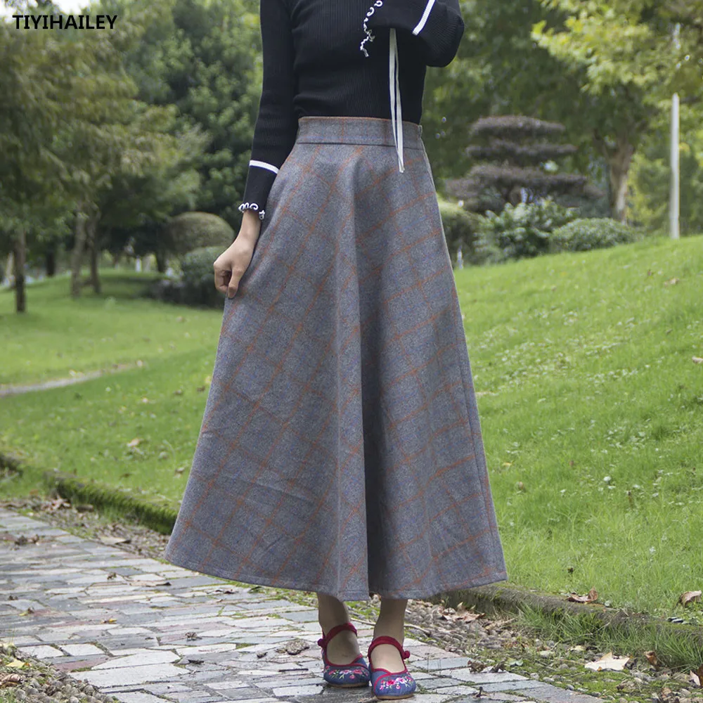 TIYIHAILEY Free Shipping Vintage Maxi Thick A-line Skirts For Women Elastic Waist Winter Plaid Woolen Skirts Warm With Pocket
TIYIHAILEY Free Shipping Vintage Maxi Thick A-line Skirts For Women Elastic Waist Winter Plaid Woolen Skirts Warm With Pocket