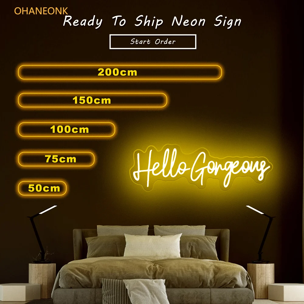 OHANEONK Custom LED Neon Sign Light of Hello Gorgeous Letter Name Logo Personalized Custom For Party Wedding Home Decorative
OHANEONK Custom LED Neon Sign Light of Hello Gorgeous Letter Name Logo Personalized Custom For Party Wedding Home Decorative