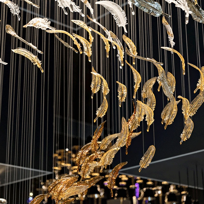 Hand Blown Glass Feather Murano Chandeliers Parts Hotel Lobby Shopping Mall Villa Ceiling Decoration
Hand Blown Glass Feather Murano Chandeliers Parts Hotel Lobby Shopping Mall Villa Ceiling Decoration