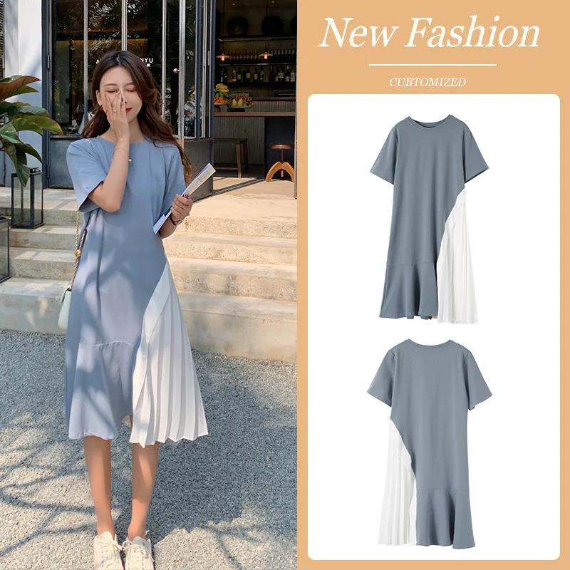 Plus size Cotton Mid-length Dress Female 2021 Chiffon Summer New Style Korean Stitching Loose Casual Dress Pregnancy Dress
Plus size Cotton Mid-length Dress Female 2021 Chiffon Summer New Style Korean Stitching Loose Casual Dress Pregnancy Dress