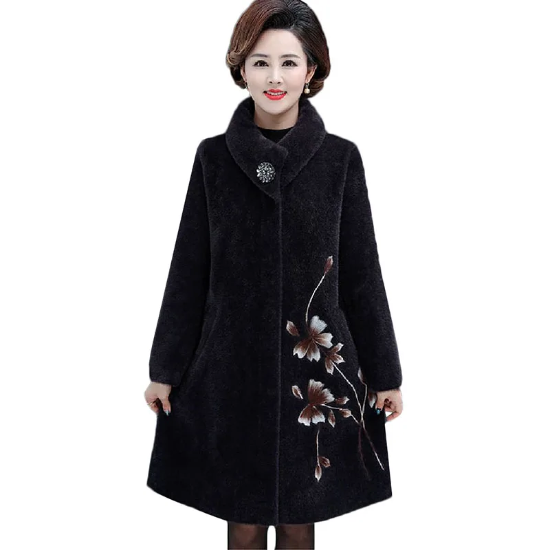 Winter Jacket Mother Mink Coat Middle-Aged Fashion Mid-long Outerwear Collar Elegant Slim Fit Woolen Coat Noble Women Clothing
Winter Jacket Mother Mink Coat Middle-Aged Fashion Mid-long Outerwear Collar Elegant Slim Fit Woolen Coat Noble Women Clothing