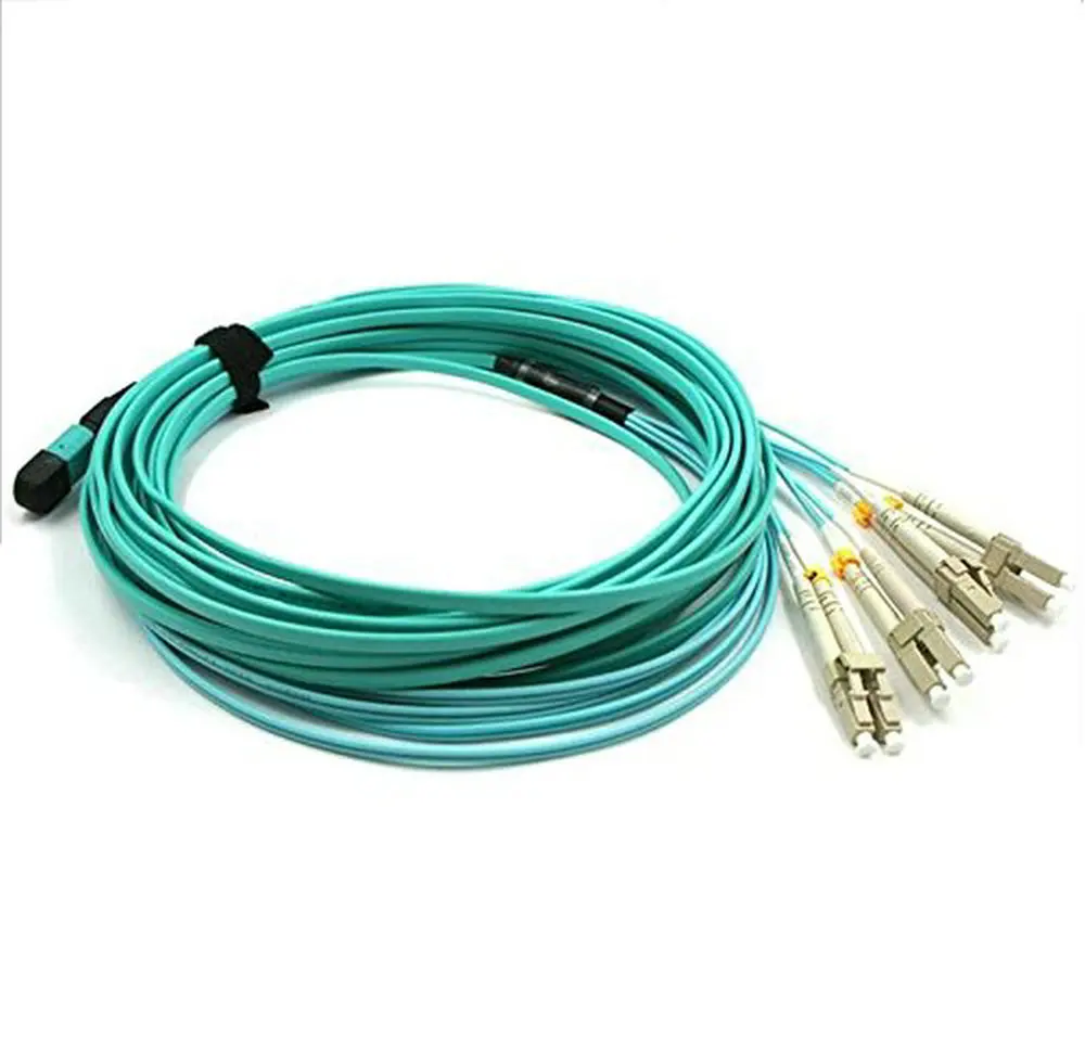100 Meters Female MPO/MTP-LC OM4 8 Strands 8 Core LC Multi-mode Fiber Optical Cable for QSFP+SR Module 100M 328FT Type-B AQUA
100 Meters Female MPO/MTP-LC OM4 8 Strands 8 Core LC Multi-mode Fiber Optical Cable for QSFP+SR Module 100M 328FT Type-B AQUA