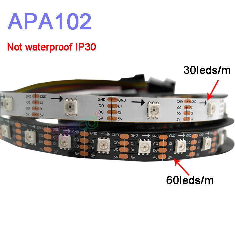 5 м/лот APA102 Smart led pixel strip светильник; DC5V 30/60 светодиодов/пикселей/м; Данные и часы отдельно; IP30/IP65/IP67; Светодиодная лента SK9822
5 м/лот APA102 Smart led pixel strip светильник; DC5V 30/60 светодиодов/пикселей/м; Данные и часы отдельно; IP30/IP65/IP67; Светодиодная лента SK9822