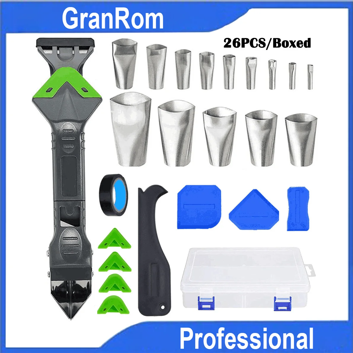 Multi-Function Sealant Tool Kit Corner Scraper 5-In-1 Caulk Finishing Tool with Stainless Steel Head 26pcs Set
Multi-Function Sealant Tool Kit Corner Scraper 5-In-1 Caulk Finishing Tool with Stainless Steel Head 26pcs Set