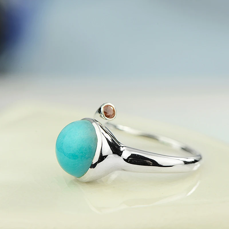 Natural Stone Amazonite Adjustable 925 Sterling Silver Ring Women Bands Zircon Fashion Romantic Trendy Gift Party
Natural Stone Amazonite Adjustable 925 Sterling Silver Ring Women Bands Zircon Fashion Romantic Trendy Gift Party