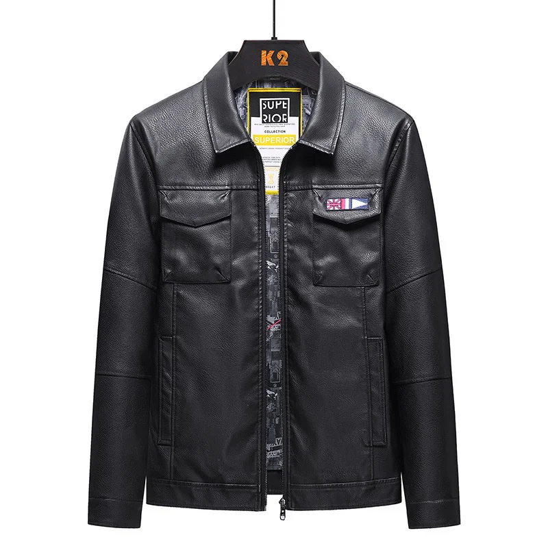 Autumn Winter High Quality Casual Fashion Men's locomotive Leather Jacket Badge Trend Loose Plus Velvet Thickening Comfortable
Autumn Winter High Quality Casual Fashion Men's locomotive Leather Jacket Badge Trend Loose Plus Velvet Thickening Comfortable