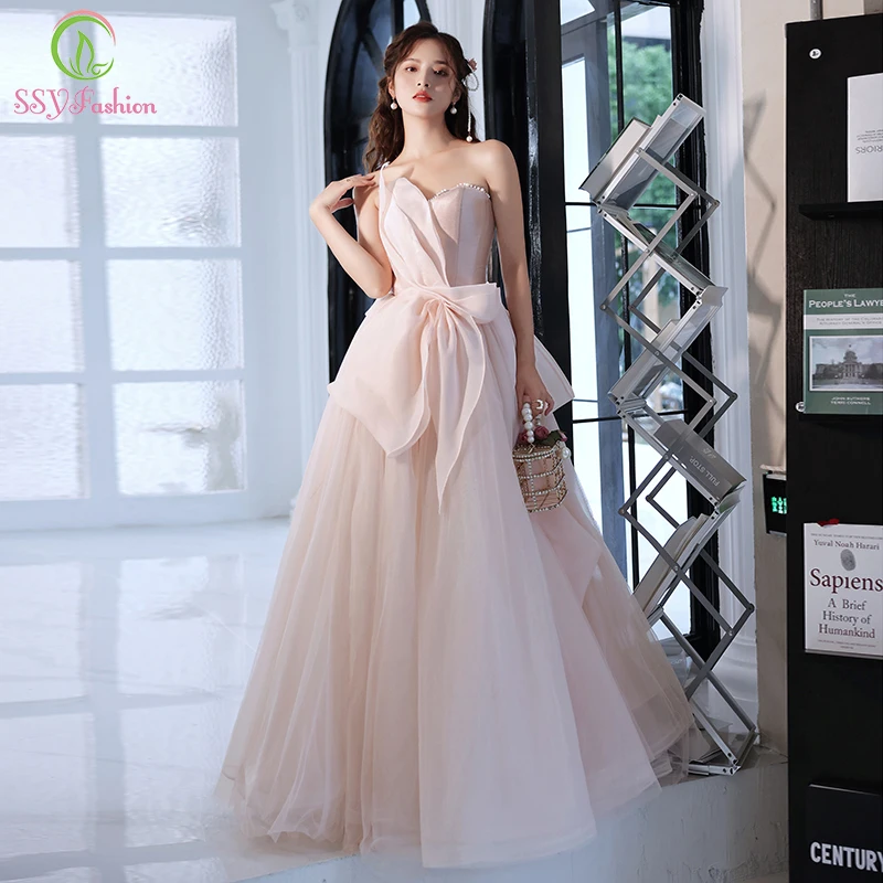SSYFashion New Sweet Pink Evening Dress for Women Strapless Satin with Tulle A-line Floor-length Long Prom Formal Gowns Vestidos
SSYFashion New Sweet Pink Evening Dress for Women Strapless Satin with Tulle A-line Floor-length Long Prom Formal Gowns Vestidos