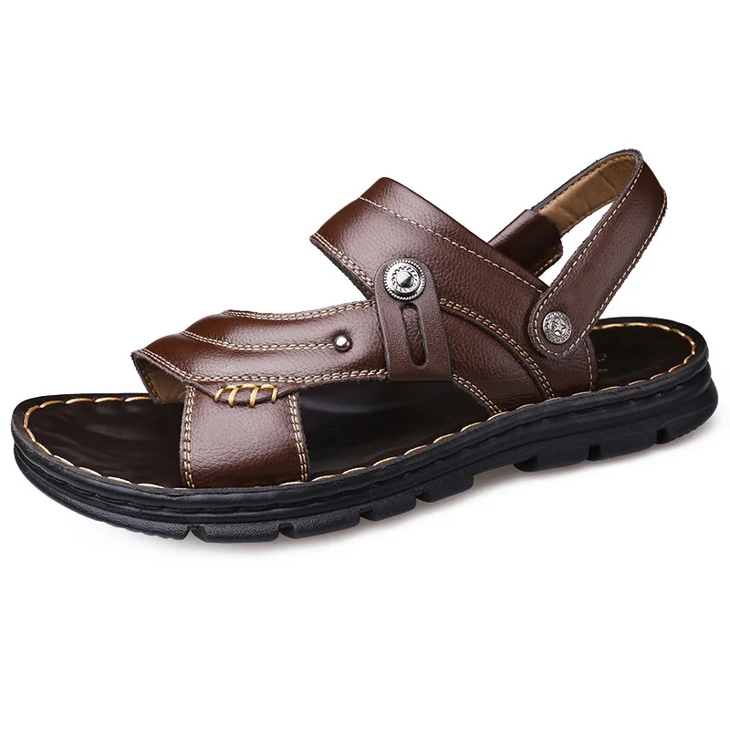 Pop Summer Beach Sandals Men Genuine Leather Shoes Flat Men Sandals Thick Sole Holiday Summer Slippers Soft Leather A2211
Pop Summer Beach Sandals Men Genuine Leather Shoes Flat Men Sandals Thick Sole Holiday Summer Slippers Soft Leather A2211