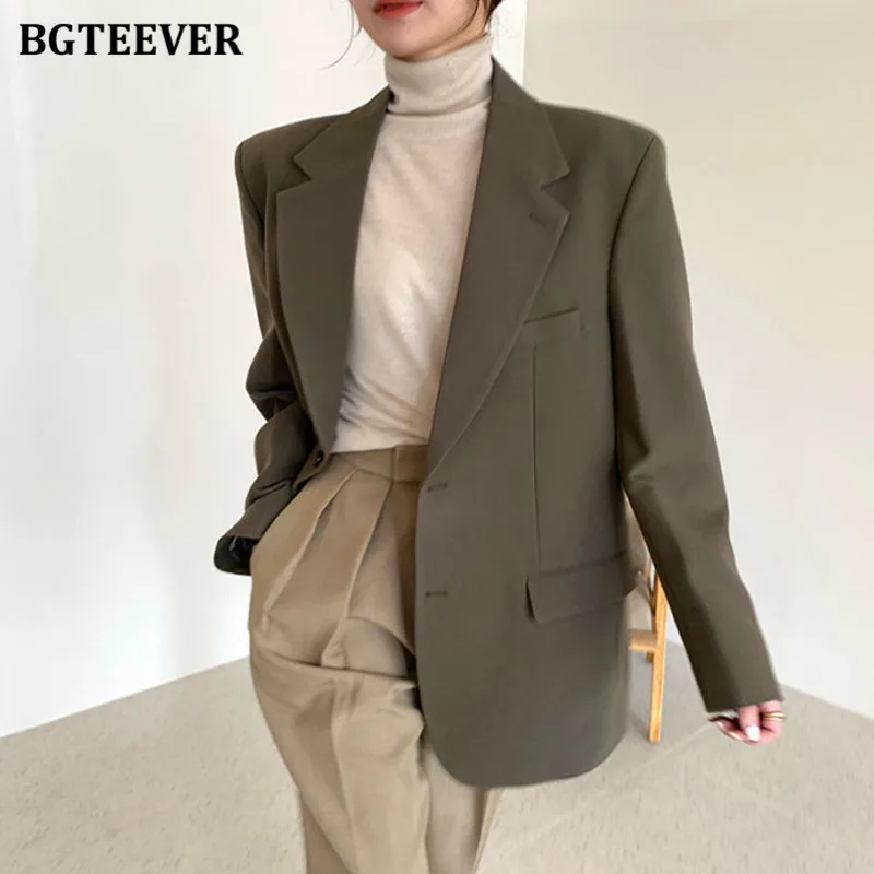 BGTEEVER Elegant Notched Collar Solid Women Jackets Long Sleeve Single-breasted Female Blazer 2021 Autumn Winter Outwear
BGTEEVER Elegant Notched Collar Solid Women Jackets Long Sleeve Single-breasted Female Blazer 2021 Autumn Winter Outwear