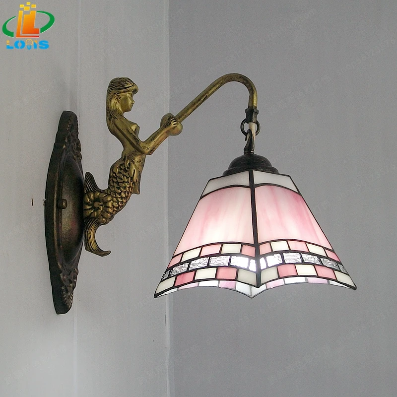 Mediterranean Style Mermaid Square Wall Lamp Tiffany Stained Glass Lamp Bedroom Bedside Backdrop Decorative Lamp Blue Green Pink
Mediterranean Style Mermaid Square Wall Lamp Tiffany Stained Glass Lamp Bedroom Bedside Backdrop Decorative Lamp Blue Green Pink