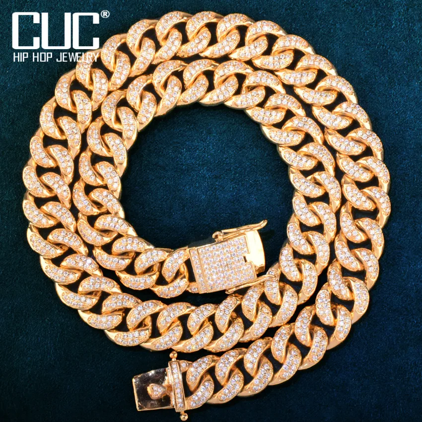 Mens Hip Hop Necklace 12mm Iced Zircon Miami Cuban Link Chain Gold Color Copper Material CZ Clasp Rock Jewelry
Mens Hip Hop Necklace 12mm Iced Zircon Miami Cuban Link Chain Gold Color Copper Material CZ Clasp Rock Jewelry