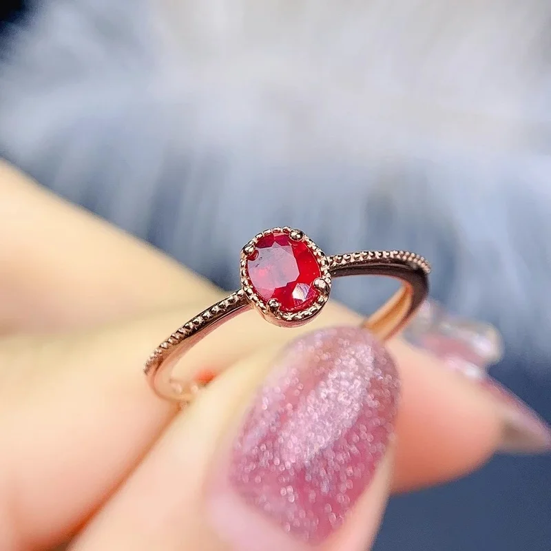 Natural Ruby Ring 925 Silver Women's Ring Simple Atmosphere Elegant for Girl with Fashion Design
Natural Ruby Ring 925 Silver Women's Ring Simple Atmosphere Elegant for Girl with Fashion Design