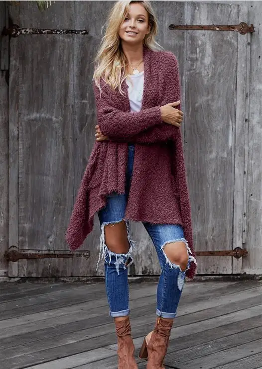 Autumn Women's Mid-length Solid Color Coat Irregular Hem Loose Female Sweater
Autumn Women's Mid-length Solid Color Coat Irregular Hem Loose Female Sweater