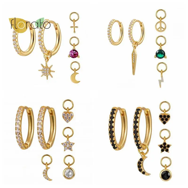 New Star/Moon/Lightning/Heart Hoop Earrings Sets 925 Silver Ear Needle CZ Crystal Small Earrings For Women Fashion Jewelry Gift
New Star/Moon/Lightning/Heart Hoop Earrings Sets 925 Silver Ear Needle CZ Crystal Small Earrings For Women Fashion Jewelry Gift