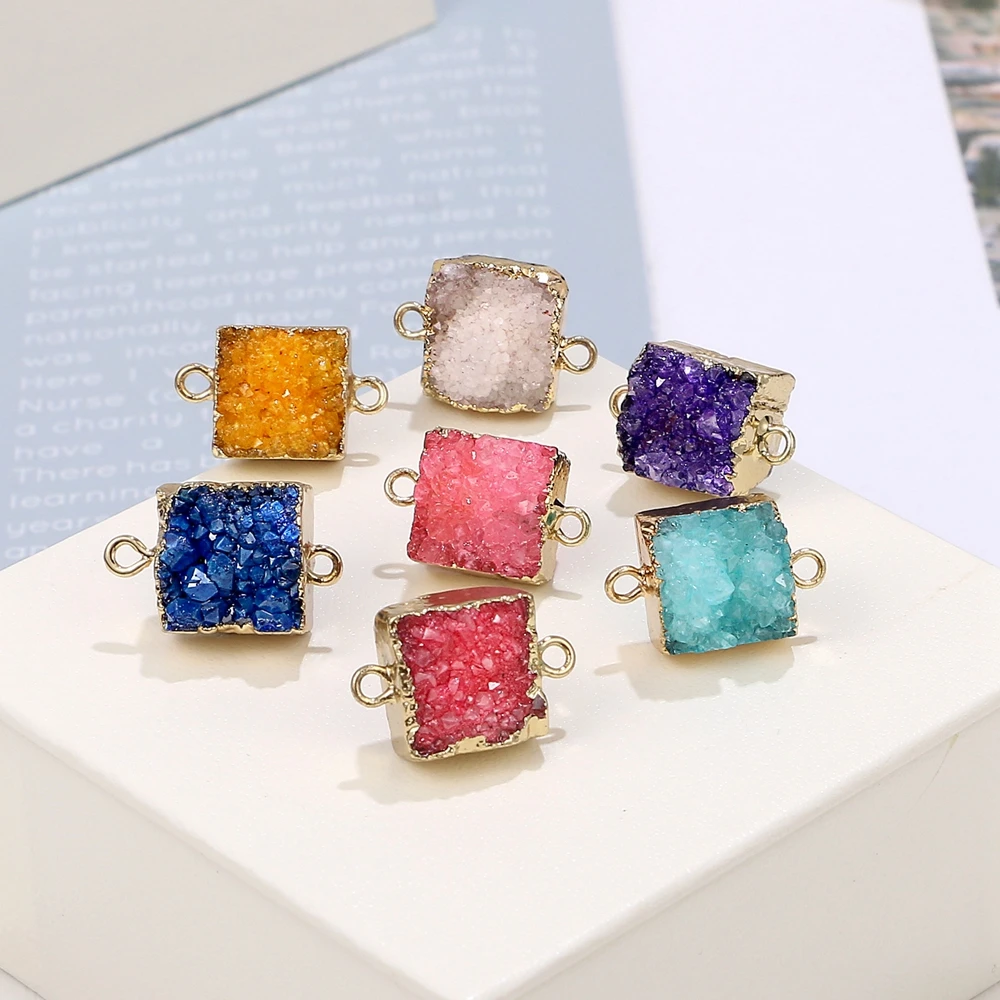 Crystal Quartz Druzy Connector Square Shape Pendant Necklace Bracelet Accessories More Color DIY Jewelry Pendant Charm DRF020
Crystal Quartz Druzy Connector Square Shape Pendant Necklace Bracelet Accessories More Color DIY Jewelry Pendant Charm DRF020