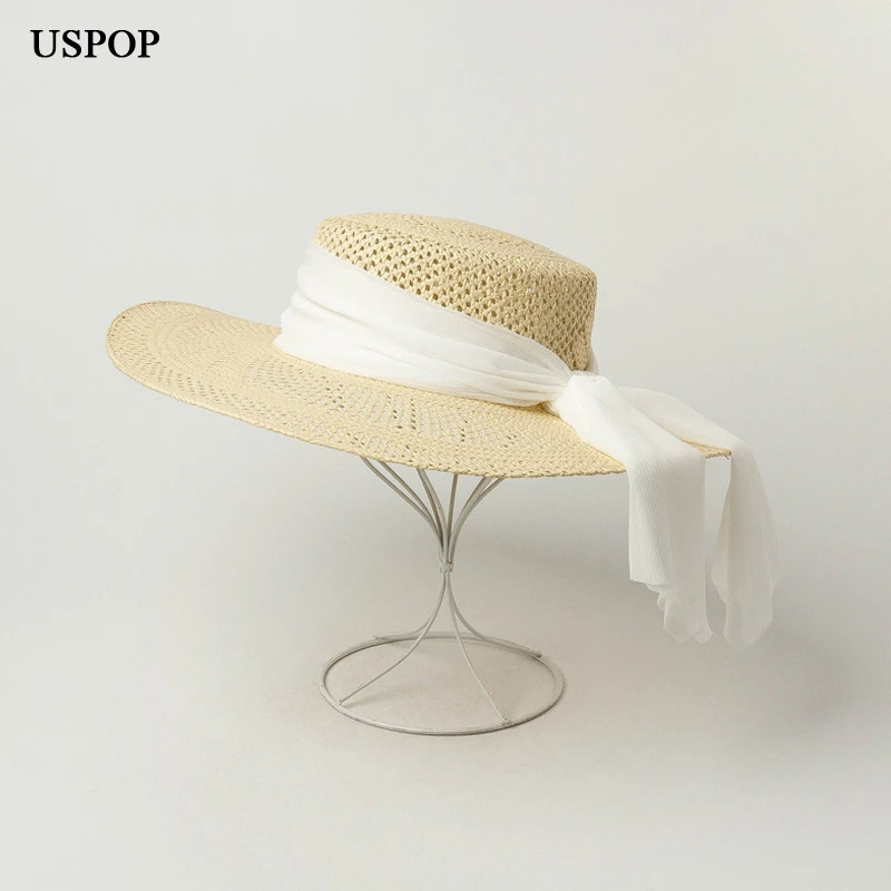 USPOP New straw hats wide brim sun hats women hollow out straw summer hat white long chiffon ribbon bow beach hats
USPOP New straw hats wide brim sun hats women hollow out straw summer hat white long chiffon ribbon bow beach hats