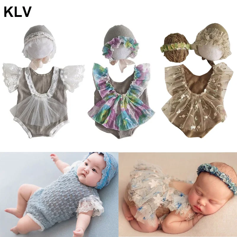 2-4Pcs Newborn Photography Props Suit Lace Romper + Hat Set Knit Outfits Clothing Infants Shooting Photo Gifts For 0-1Month 
2-4Pcs Newborn Photography Props Suit Lace Romper + Hat Set Knit Outfits Clothing Infants Shooting Photo Gifts For 0-1Month