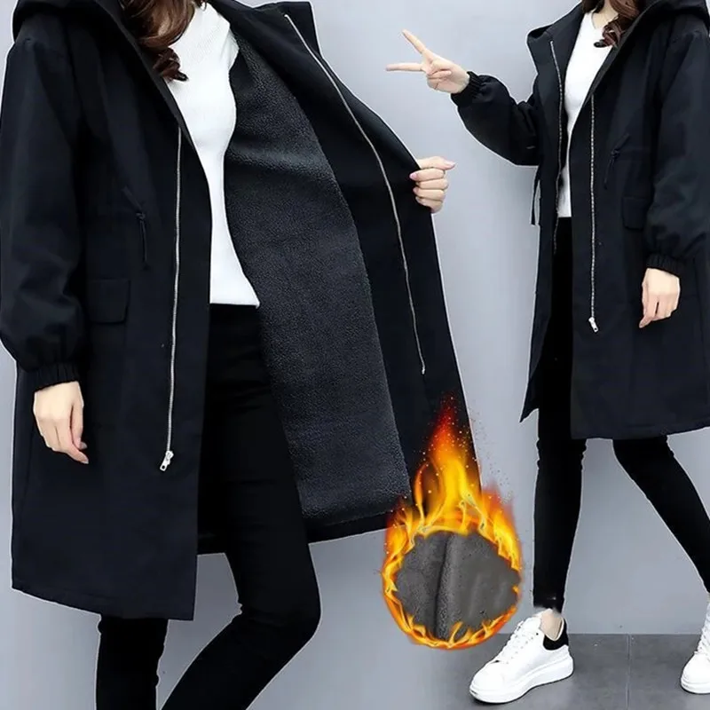 Loose Coats Women Autumn Winter Hooded Drawstring Pocket Zipper Long Outwear Plus Size Elegant Ladies thicked Coats
Loose Coats Women Autumn Winter Hooded Drawstring Pocket Zipper Long Outwear Plus Size Elegant Ladies thicked Coats