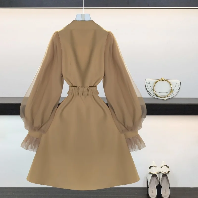 Ladies Elegant Khaki Slim Waist Dress 2022 Spring New Lace Puff Sleeve Womens Party Dresses Office Ladies Lapel Collar Dress
Ladies Elegant Khaki Slim Waist Dress 2022 Spring New Lace Puff Sleeve Womens Party Dresses Office Ladies Lapel Collar Dress