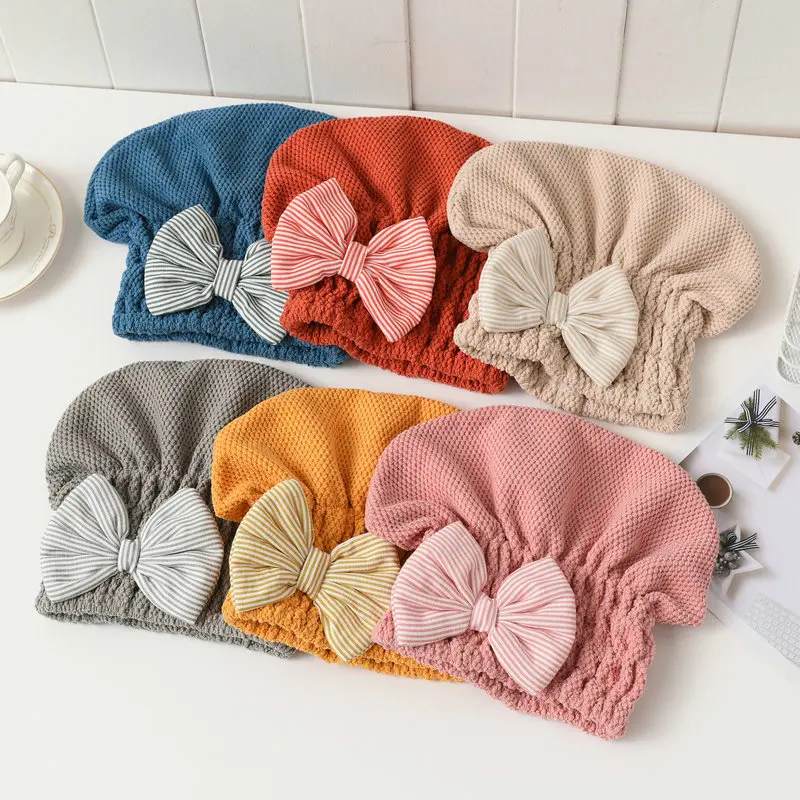Coral Velvet Bath Accessories with Bowknot Dry Hair Towel Quick-drying Hair Cap Super Absorbent for Women Portable Shower Cap
Coral Velvet Bath Accessories with Bowknot Dry Hair Towel Quick-drying Hair Cap Super Absorbent for Women Portable Shower Cap