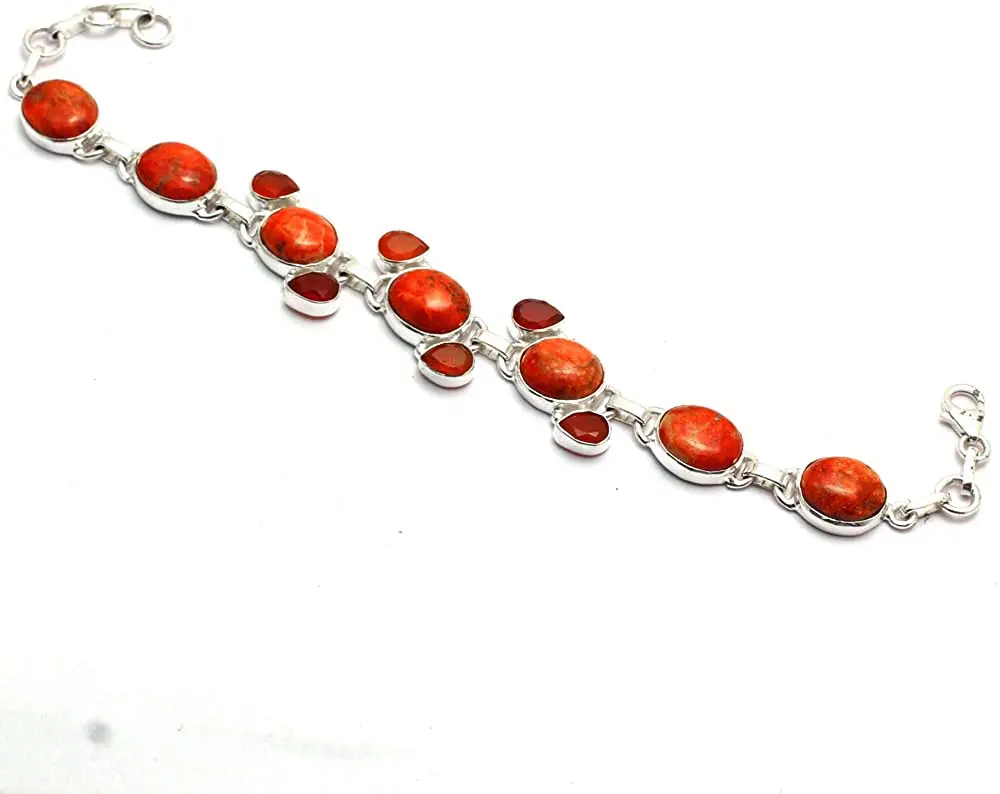 Genuine Red Turquoise + Carnelian Bracelet 925 Sterling Silver, 20.5 cm, GRPB0424
Genuine Red Turquoise + Carnelian Bracelet 925 Sterling Silver, 20.5 cm, GRPB0424