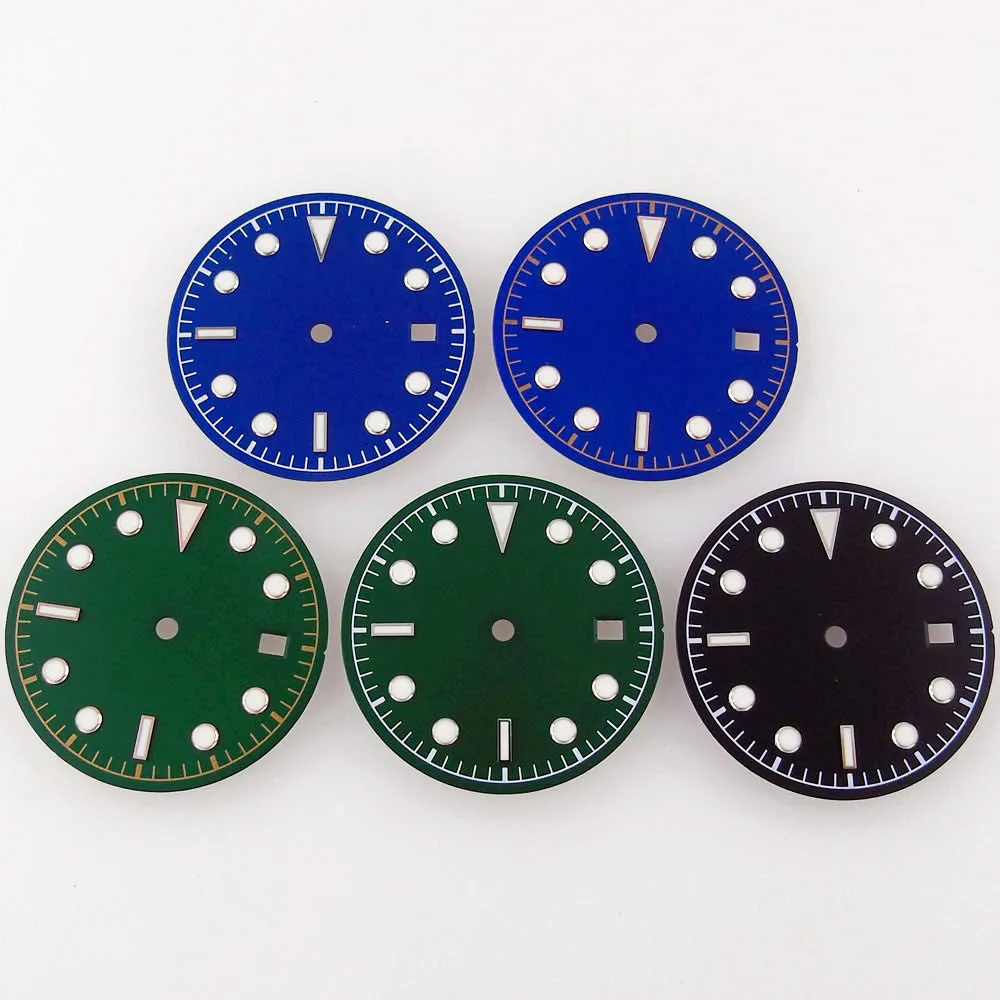 30.5mm Green Lume Watch Dial Fit For NH35/NH35A Miyota 8215 821A ETA 2824 2836 DG 2813 Movement Date Window Silver/Gold Index
30.5mm Green Lume Watch Dial Fit For NH35/NH35A Miyota 8215 821A ETA 2824 2836 DG 2813 Movement Date Window Silver/Gold Index