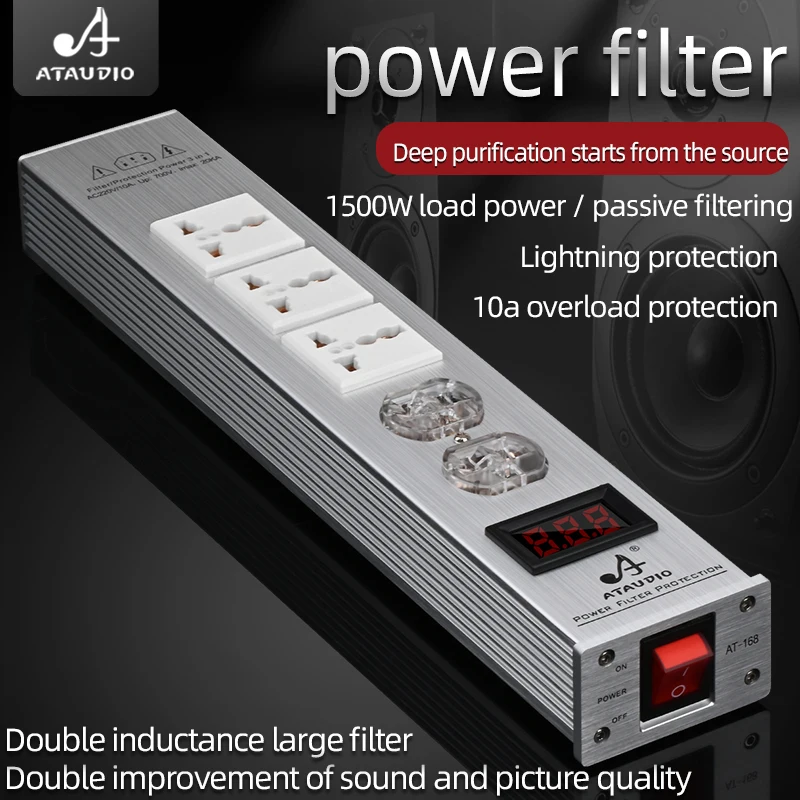 Universal Socket HiFi Audio Power Filter 220V/10A US Plug Audio Power Outlet Purifier Lightning Protection AC power outlet
Universal Socket HiFi Audio Power Filter 220V/10A US Plug Audio Power Outlet Purifier Lightning Protection AC power outlet
