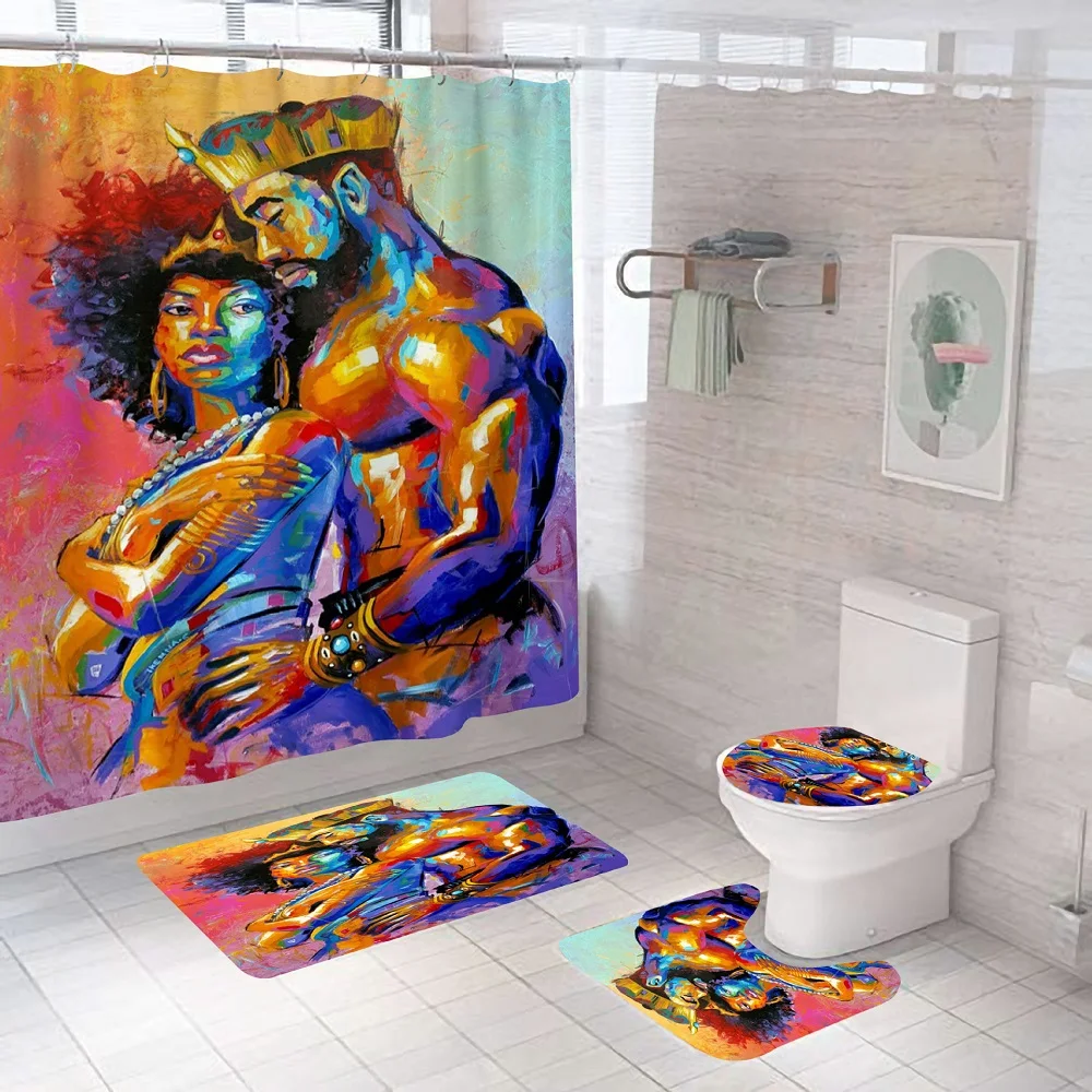 African American King Queen Couple Shower Curtain Set With Mat Rug Carpet Woman Bathroom Partition Toilet Inspiration Home Decor
African American King Queen Couple Shower Curtain Set With Mat Rug Carpet Woman Bathroom Partition Toilet Inspiration Home Decor
