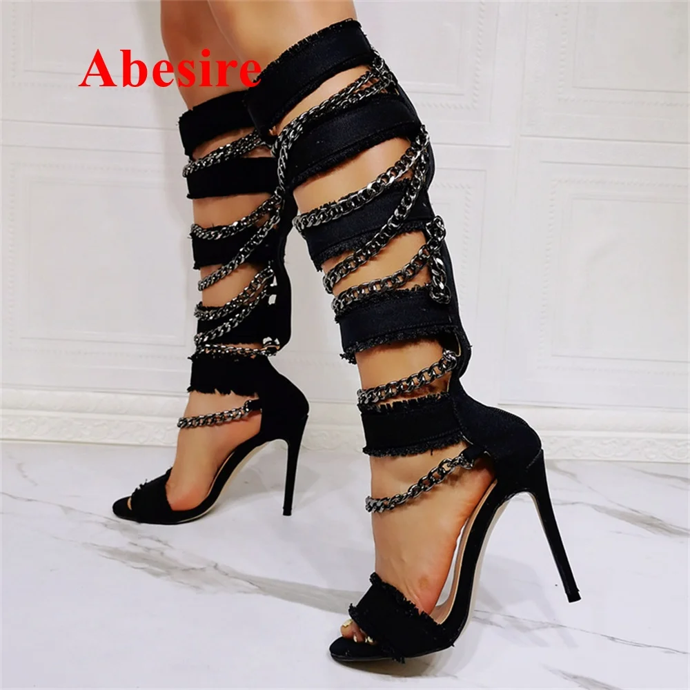 Peep Toe Chain Cut Out Sandal Boots Metal Decor Platform Stiletto Heel Sandal Boots Back Zipper New Fashion Women Shoes Sexy
Peep Toe Chain Cut Out Sandal Boots Metal Decor Platform Stiletto Heel Sandal Boots Back Zipper New Fashion Women Shoes Sexy