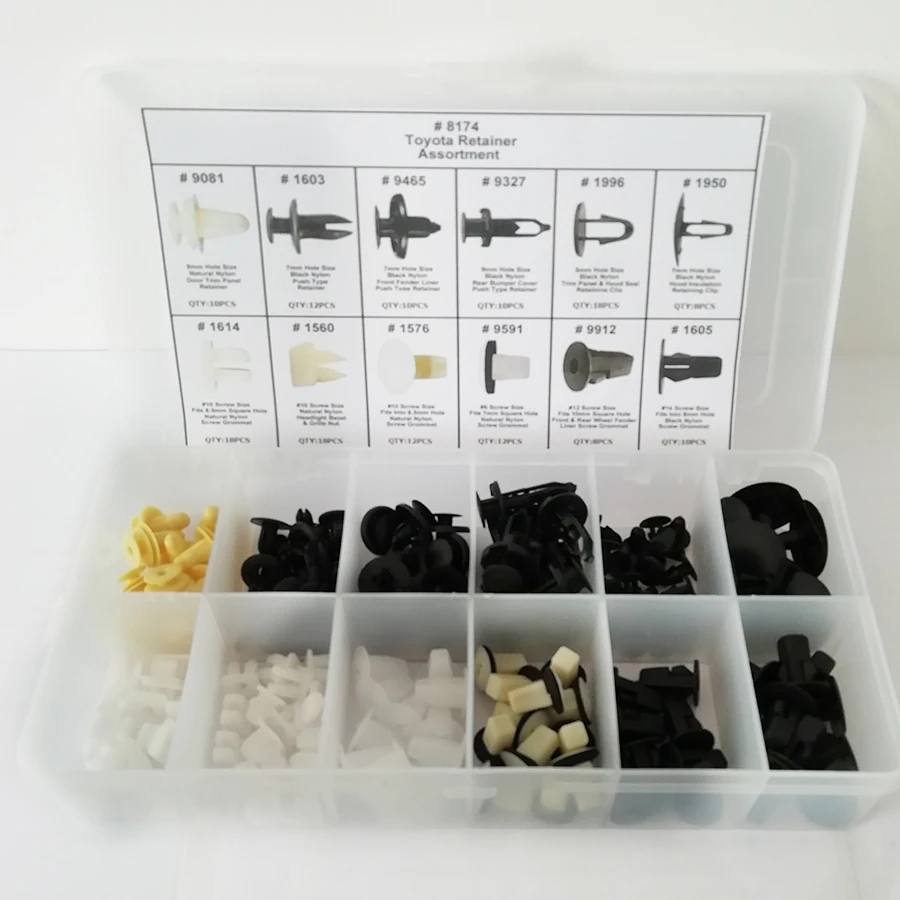 146 pcs Car Fender Door Bumper Fastener Clips Automotive Trim Push Retainers Assortment For Toyota
146 pcs Car Fender Door Bumper Fastener Clips Automotive Trim Push Retainers Assortment For Toyota