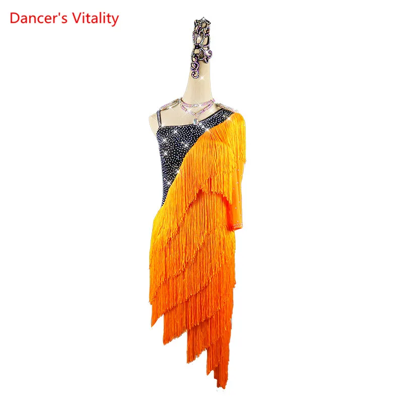 Latin Dance Dress senior AB stones fringes Competition dress Custom Adult child Performance Clothes Girls Rumba Dresses
Latin Dance Dress senior AB stones fringes Competition dress Custom Adult child Performance Clothes Girls Rumba Dresses
