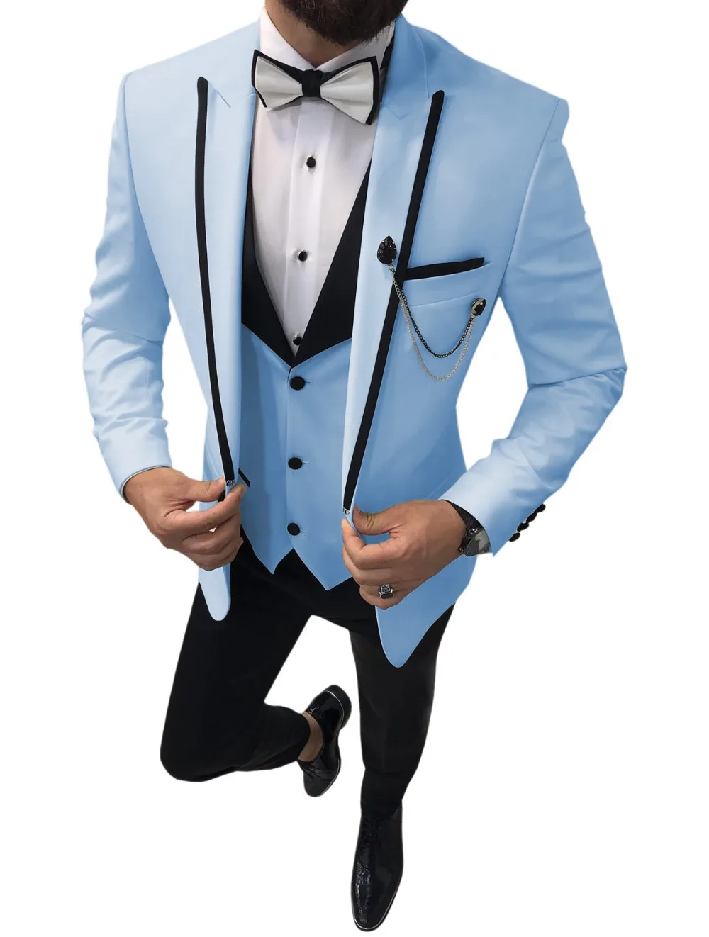 2019 Latest Coat Pant Designs Formal Men Suits Wedding Sky Blue Peaked Lapel Groom Tuxedo Best Man Blazer 3 Piece Costume Homme
2019 Latest Coat Pant Designs Formal Men Suits Wedding Sky Blue Peaked Lapel Groom Tuxedo Best Man Blazer 3 Piece Costume Homme