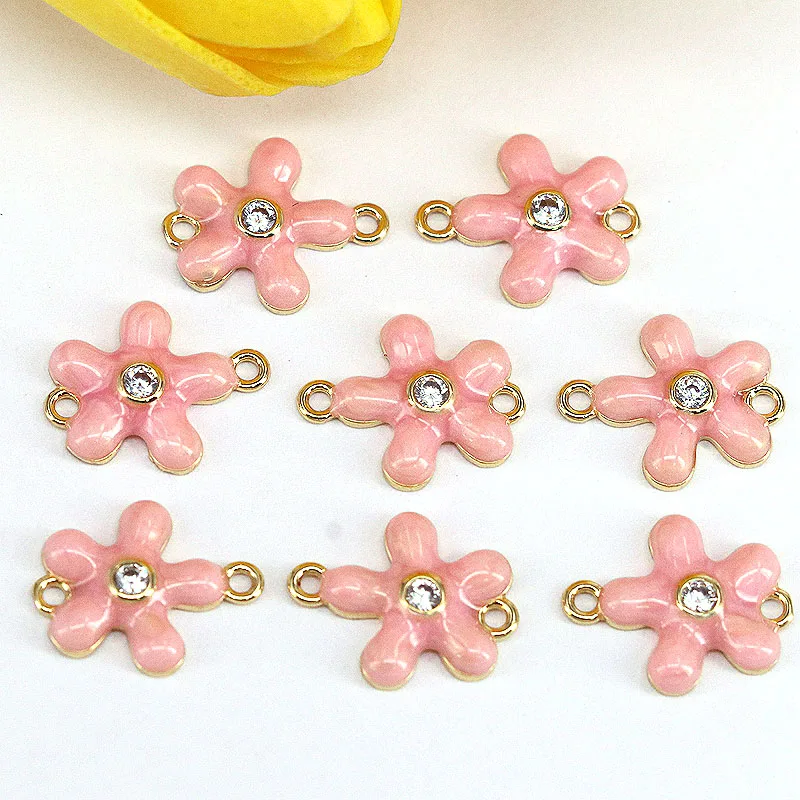 20Pcs Pink Enamel Flower Pendant Connector Gold Plated Cz Plant Beads Pendant for DIY Jewelry Making Accessories
20Pcs Pink Enamel Flower Pendant Connector Gold Plated Cz Plant Beads Pendant for DIY Jewelry Making Accessories