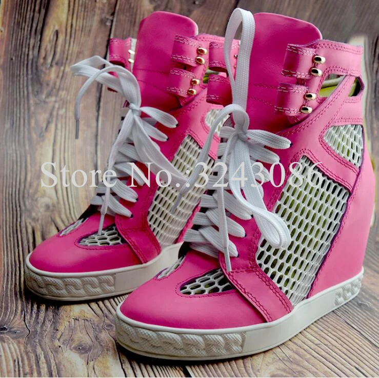 Rose Red Mesh Woman Wedge Shoes Sneakers Fashion Lady 8cm Increasing Wedge Heel Casual Shoes Female Hollow Out Platform Shoes
Rose Red Mesh Woman Wedge Shoes Sneakers Fashion Lady 8cm Increasing Wedge Heel Casual Shoes Female Hollow Out Platform Shoes