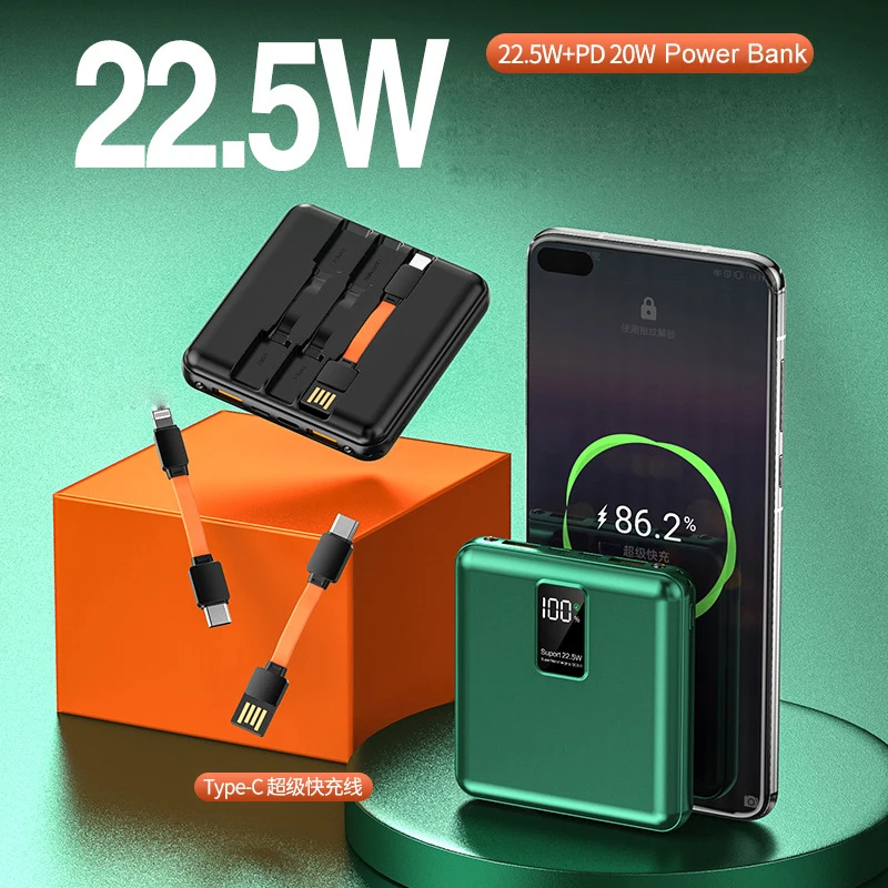20000mAh 22.5W Portable Power Bank External Battery Power Bank With USB TYPE C Cable for iPhone Samsung Huawei Xiaomi Powerbank
20000mAh 22.5W Portable Power Bank External Battery Power Bank With USB TYPE C Cable for iPhone Samsung Huawei Xiaomi Powerbank