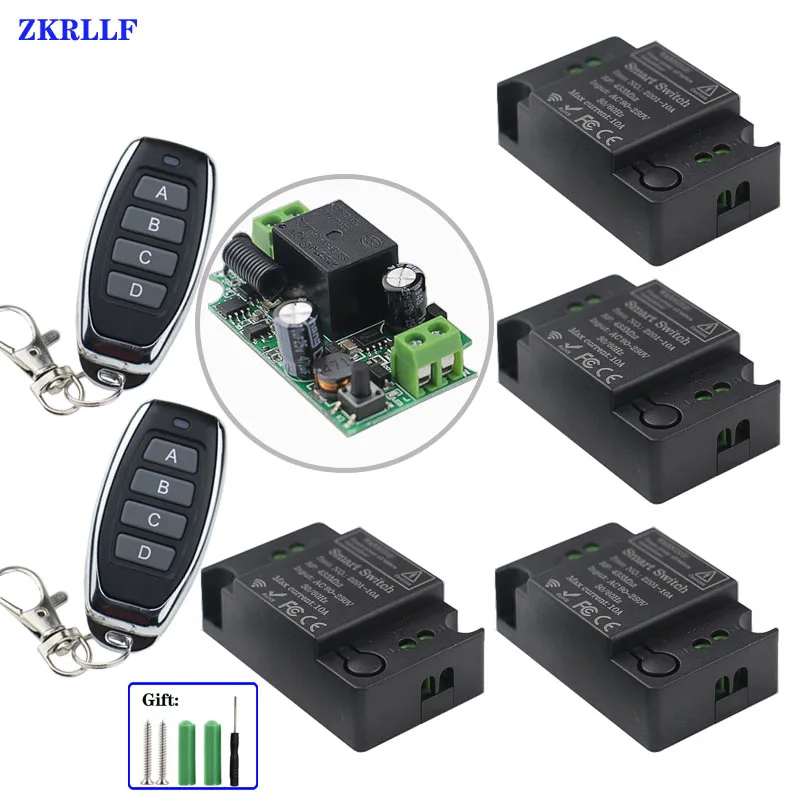 220V Lamp Wireless Remote Control Switch A/B/C/D 4 Key 433 MHz Transmitter +110V Receiver For Living Room Led Lights Bulb DIY
220V Lamp Wireless Remote Control Switch A/B/C/D 4 Key 433 MHz Transmitter +110V Receiver For Living Room Led Lights Bulb DIY
