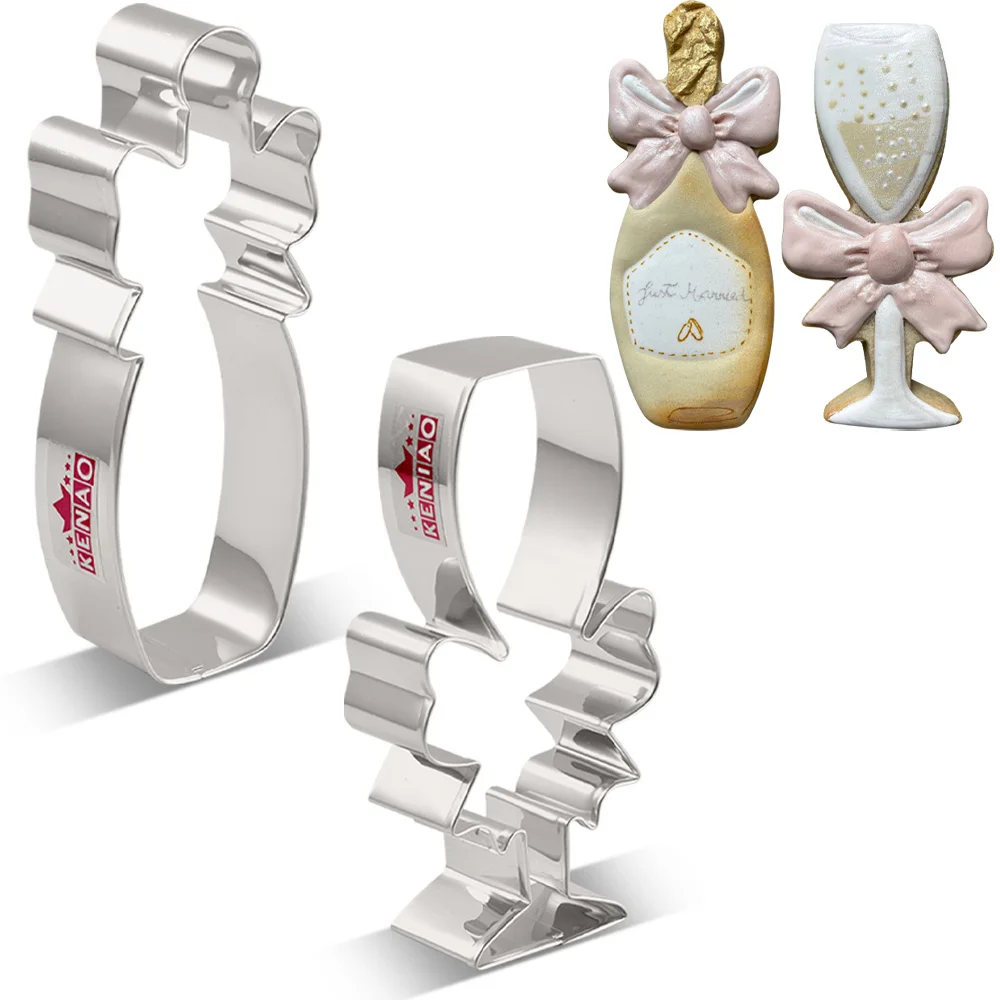 KENIAO Champagne and Champagne Glass with Bow Cookie Cutter Set - 2 PC - Wedding Biscuit Fondant Bread Molds - Stainless Steel
KENIAO Champagne and Champagne Glass with Bow Cookie Cutter Set - 2 PC - Wedding Biscuit Fondant Bread Molds - Stainless Steel