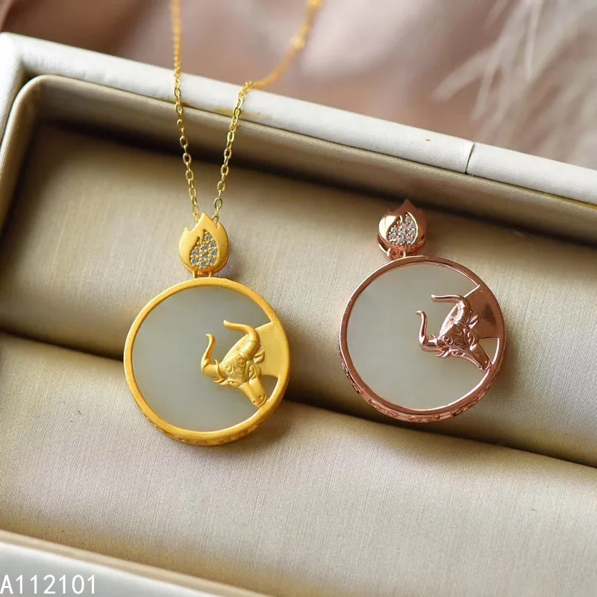 KJJEAXCMY fine Jewelry 925 Sterling Silver Natural white jade Girl new popular cow Pendant Necklace Support Test Chinese style
KJJEAXCMY fine Jewelry 925 Sterling Silver Natural white jade Girl new popular cow Pendant Necklace Support Test Chinese style