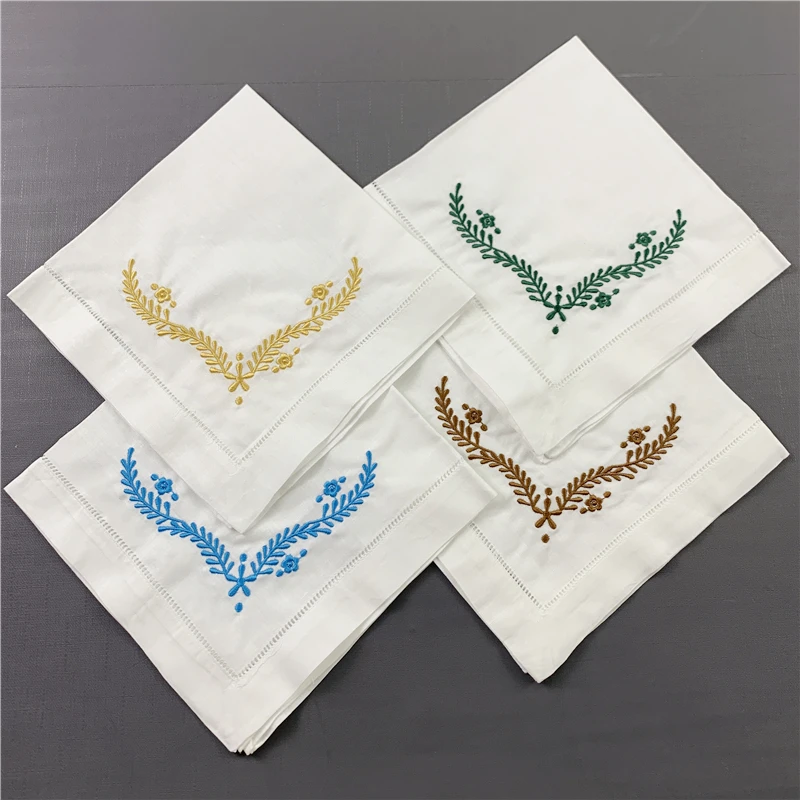 12 PCS Napkins white Hemstitched linen Table Napkin with Color Embroidered Floral 20x20-inch
12 PCS Napkins white Hemstitched linen Table Napkin with Color Embroidered Floral 20x20-inch