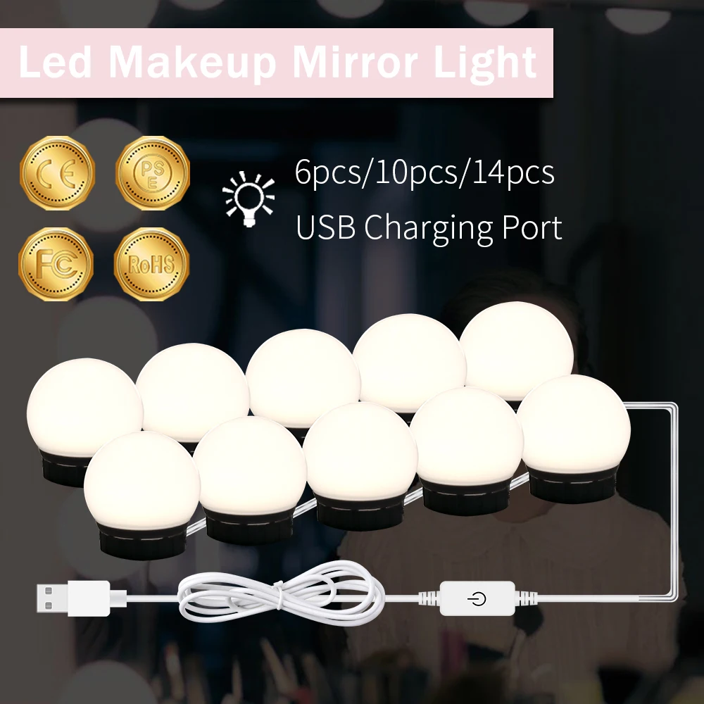 Голливудский светодиодный светильник для макияжа, USB, настольная лампа, светодиодный плафон подсветки косметического зеркала, з
Голливудский светодиодный светильник для макияжа, USB, настольная лампа, светодиодный плафон подсветки косметического зеркала, з