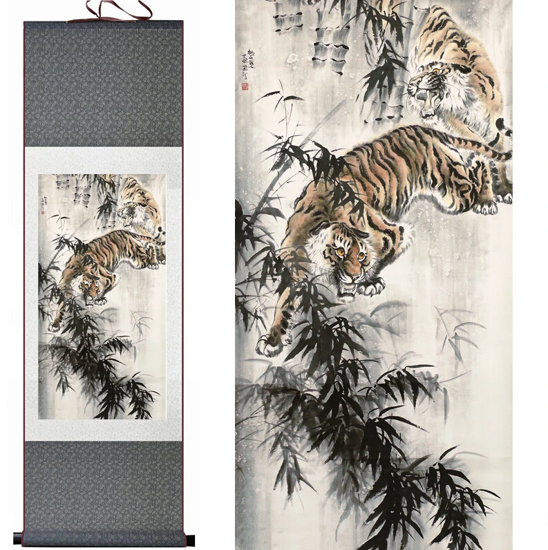 Tiger silk art painting Chinese Art Painting Home Office Decoration Chinese tiger painting Tigers
Tiger silk art painting Chinese Art Painting Home Office Decoration Chinese tiger painting Tigers